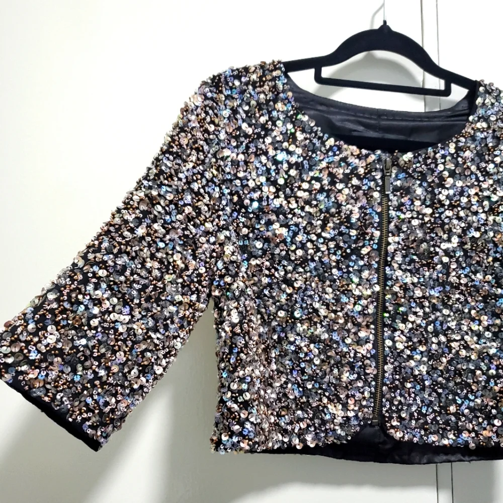 Forever New Sequin Cropped Jacket - Picture 2 of 6